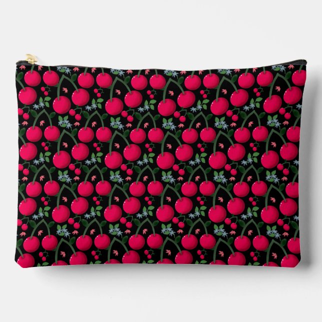 Cute Cherry Pattern Aesthetic | Red Cherry Seamles Accessory Pouch (Front)