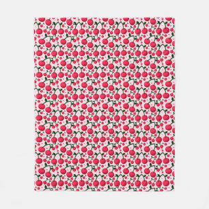 Cute Cherry Pattern Aesthetic   Red Cherry Seamles Fleece Blanket