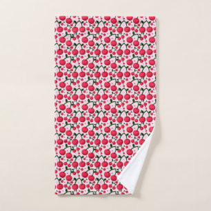 Cute Cherry Pattern Aesthetic Red Cherry Seamles Hand Towel