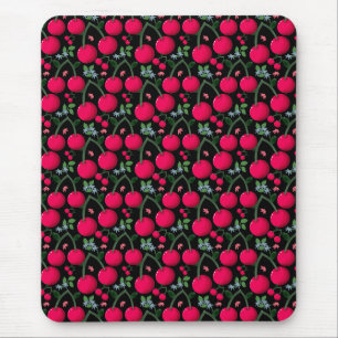 Cute Cherry Pattern Aesthetic Red Cherry Seamles Mouse Mat