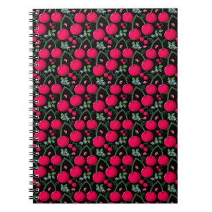 Cute Cherry Pattern Aesthetic Red Cherry Seamles Notebook