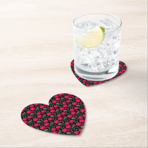 Cute Cherry Pattern Aesthetic Red Cherry Seamles Paper Coaster