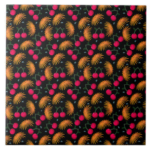 Cute Cherry Pattern Aesthetic   Red Cherry Seamles Tile