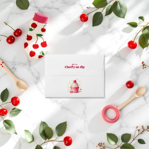 Cute Cherry Pattern Cherry On Top Baby Shower Envelope