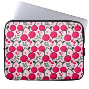 Cute Cherry  Pattern, Glossy Kawaii Fruit Laptop Sleeve