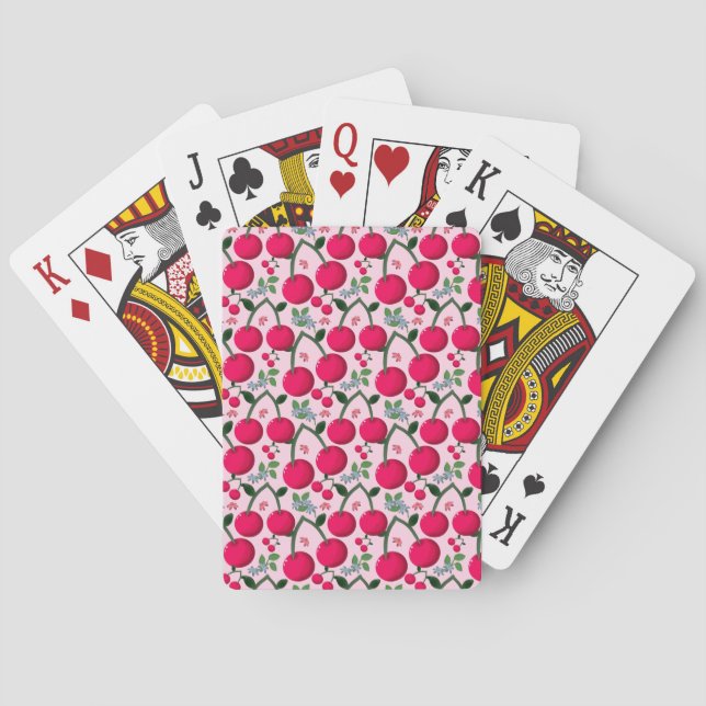 Cute Cherry  Pattern, Glossy Kawaii Fruit Playing Cards (Back)