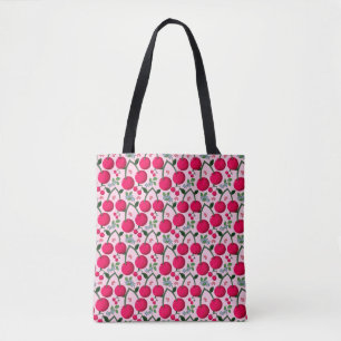 Cute Cherry  Pattern, Glossy Kawaii Fruit Tote Bag