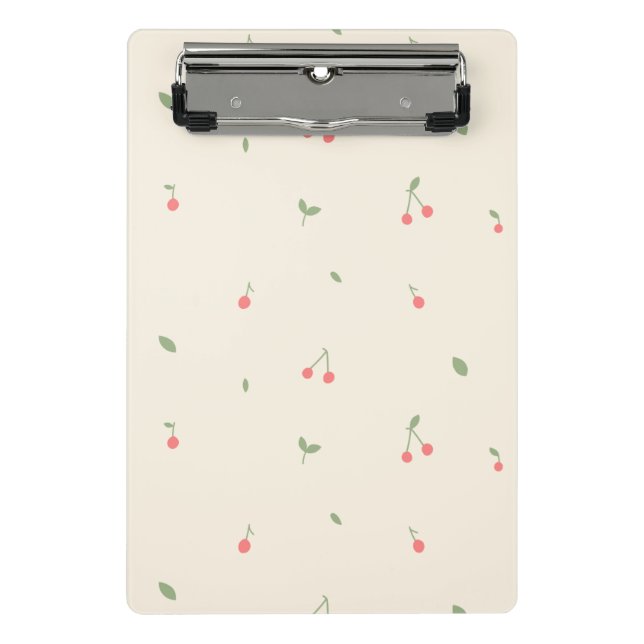 Cute Cherry Pattern – Minimal Fruit Aesthetic Mini Clipboard (Front)