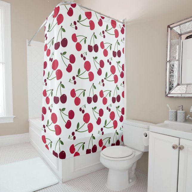 Cute cherry pattern Shower Curtain (In Situ)
