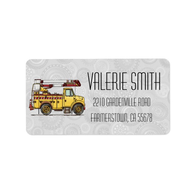 Cute Cherry Picker Truck Label (Front)