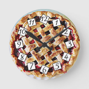 Cute Cherry Pie Kitchen or Restaurant Round Clock