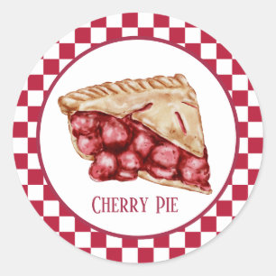 cute cherry pie lovers add text classic round sticker
