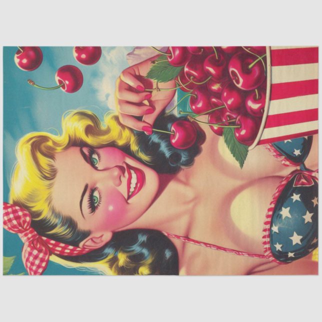 Cute Cherry Pin-up Tissue Paper (Front)