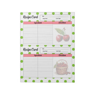 Cute Cherry Recipe Card  Notepad