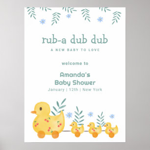Cute Cherry Rubber Mummy Duck Baby Shower Welcome Poster