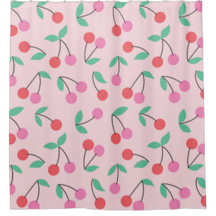 Cute cherry seamless pattern design. Vintage illus Shower Curtain