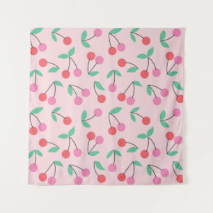 Cute cherry seamless pattern design. Vintage illus Tapestry