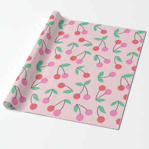 Cute cherry seamless pattern design. Vintage illus Wrapping Paper