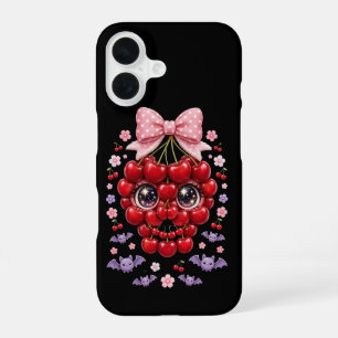Cute Cherry Skull Bow Phone Case Halloween Kawaii