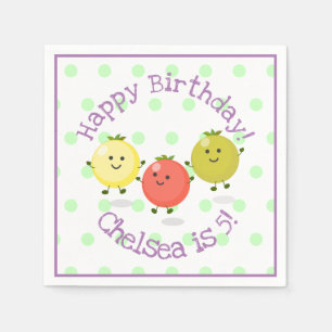 Cute cherry tomato friends cartoon illustration napkin