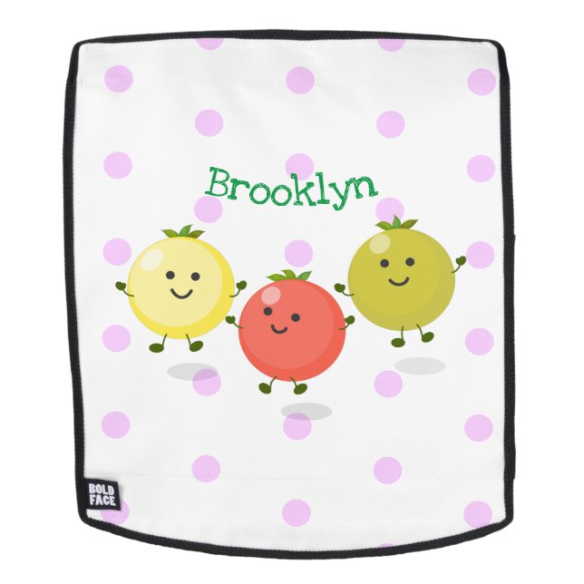 Cute cherry tomatoes cartoon illustration backpack (Removable Face)