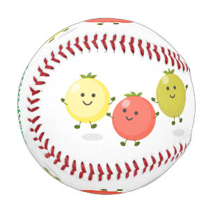 Cute cherry tomatoes cartoon illustration baseball