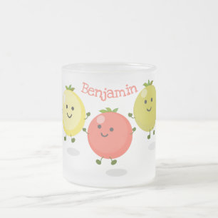 Cute cherry tomatoes cartoon illustration frosted glass coffee mug