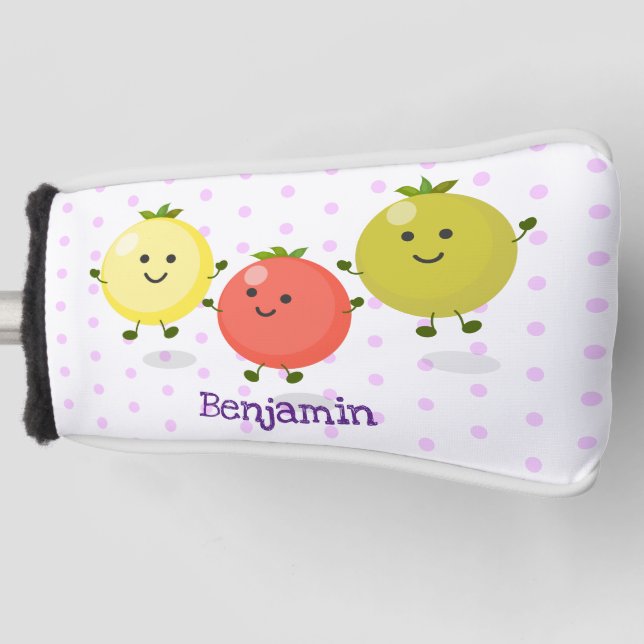Cute cherry tomatoes cartoon illustration golf head cover (Front)