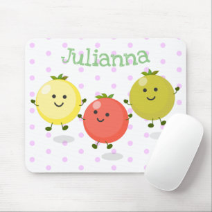Cute cherry tomatoes cartoon illustration mouse mat