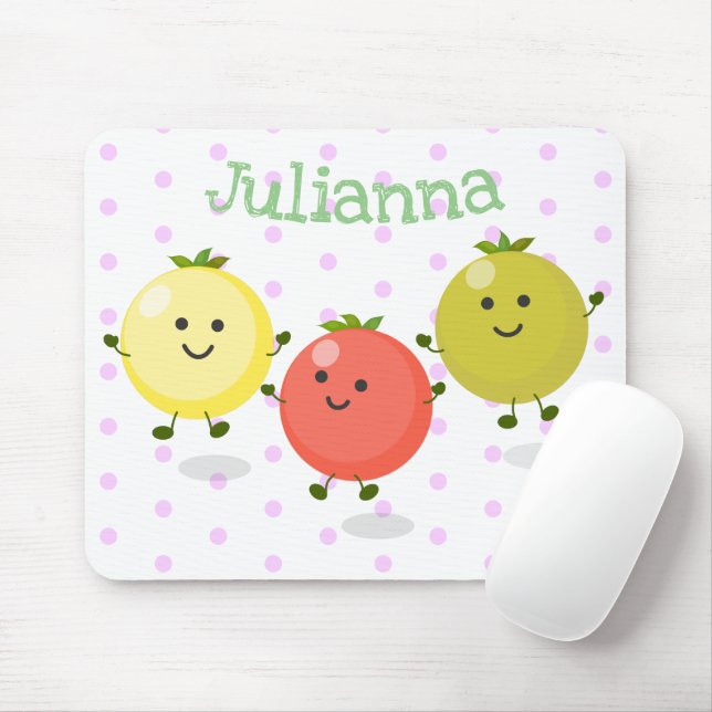 Cute cherry tomatoes cartoon illustration mouse mat (With Mouse)