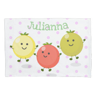 Cute cherry tomatoes cartoon illustration pillowcase