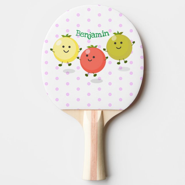 Cute cherry tomatoes cartoon illustration ping pong paddle (Front)