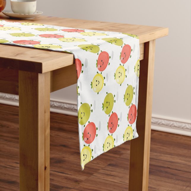 Cute cherry tomatoes cartoon illustration short table runner (In Situ)