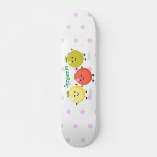 Cute cherry tomatoes cartoon illustration skateboard