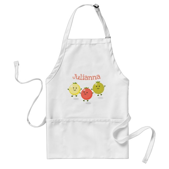 Cute cherry tomatoes cartoon illustration standard apron (Front)