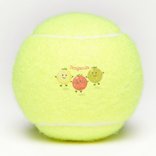Cute cherry tomatoes cartoon illustration tennis balls