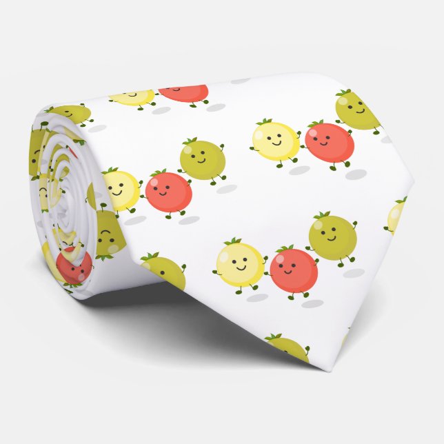 Cute cherry tomatoes cartoon illustration tie (Rolled)