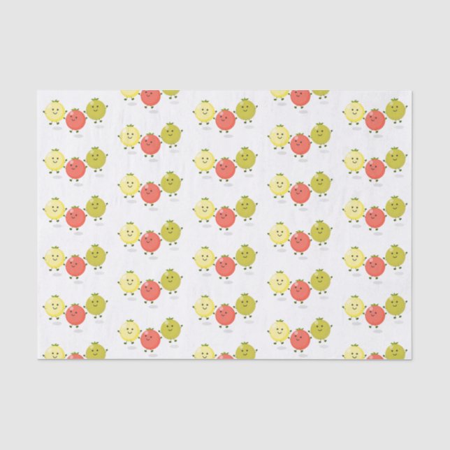Cute cherry tomatoes cartoon illustration tissue paper (Front)