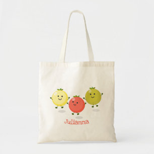 Cute cherry tomatoes cartoon illustration tote bag