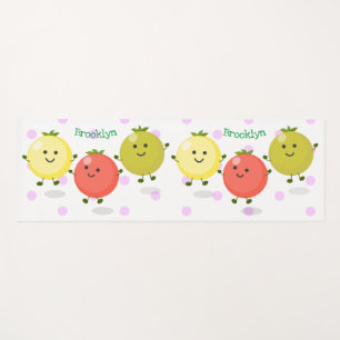 Cute cherry tomatoes cartoon illustration yoga mat