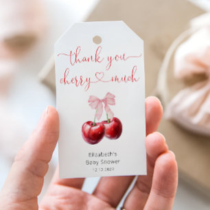 Cute Cherry with Bow Baby Shower Thank You Gift Tags