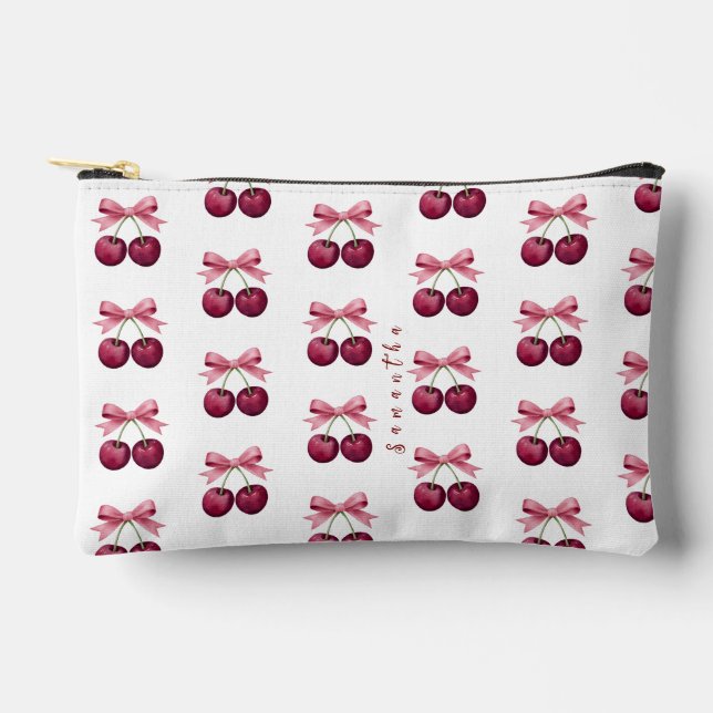 Cute cherry with bow pattern  accessory pouch (Front)