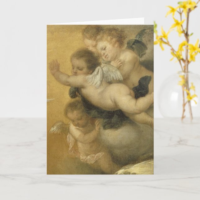 Cute Cherubs detail of an Annunctiation - Fine Art Card (Yellow Flower)