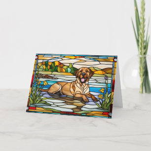 Cute Chesapeake Bay Retriever Stained Glass Card