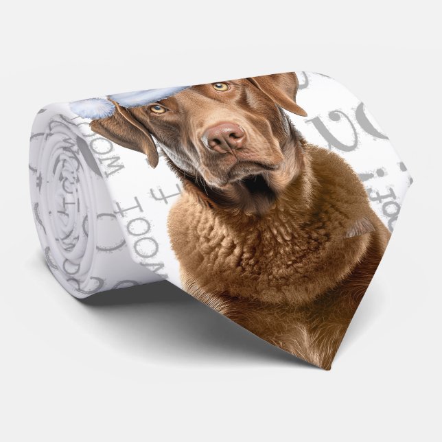 Cute Chesapeake Christmas Dog Lover Holiday Tie (Rolled)