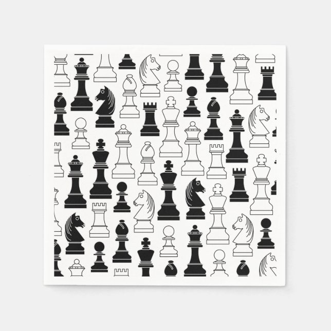 Cute Chess Board Game Kids Birthday Party Napkin (Front)