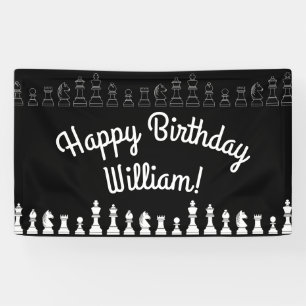 Cute Chess Board Games Kids Birthday Party Banner