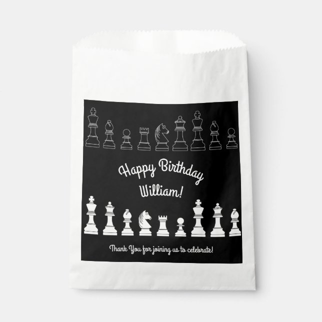 Cute Chess Board Games Kids Birthday Party Favour Bags (Front)
