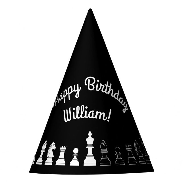 Cute Chess Board Games Kids Birthday Party Hat (Front)