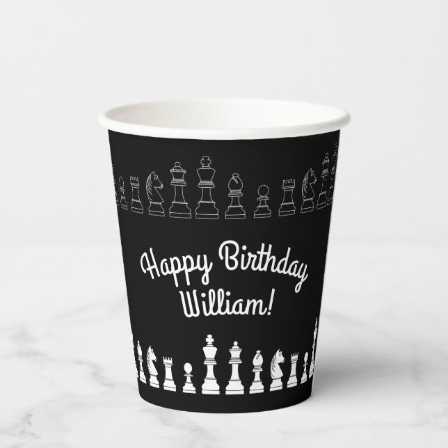 Cute Chess Board Games Kids Birthday Party Paper Cups (Back)